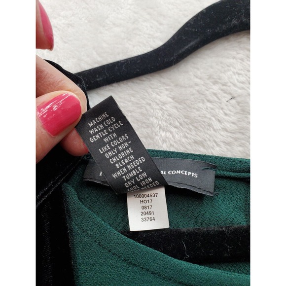 INC International Concepts Blouse Top Womens Size XS Green Cold Shoulder Sleeve - Picture 8 of 12